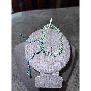 Friendship Clear Beaded Green Adjustable Bracelet Handmade